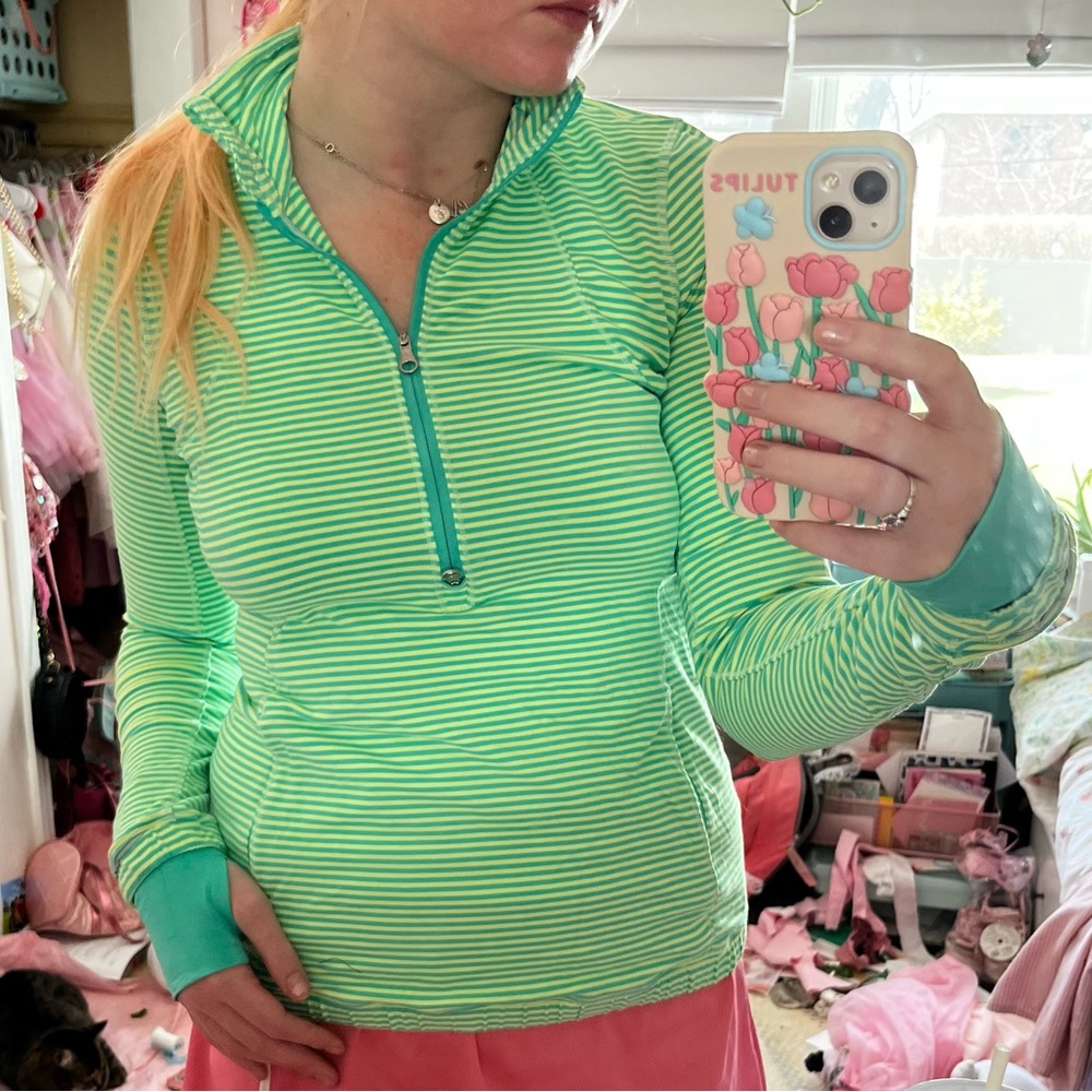 Lululemon Green Stripped Athletic Forthright Jacket
